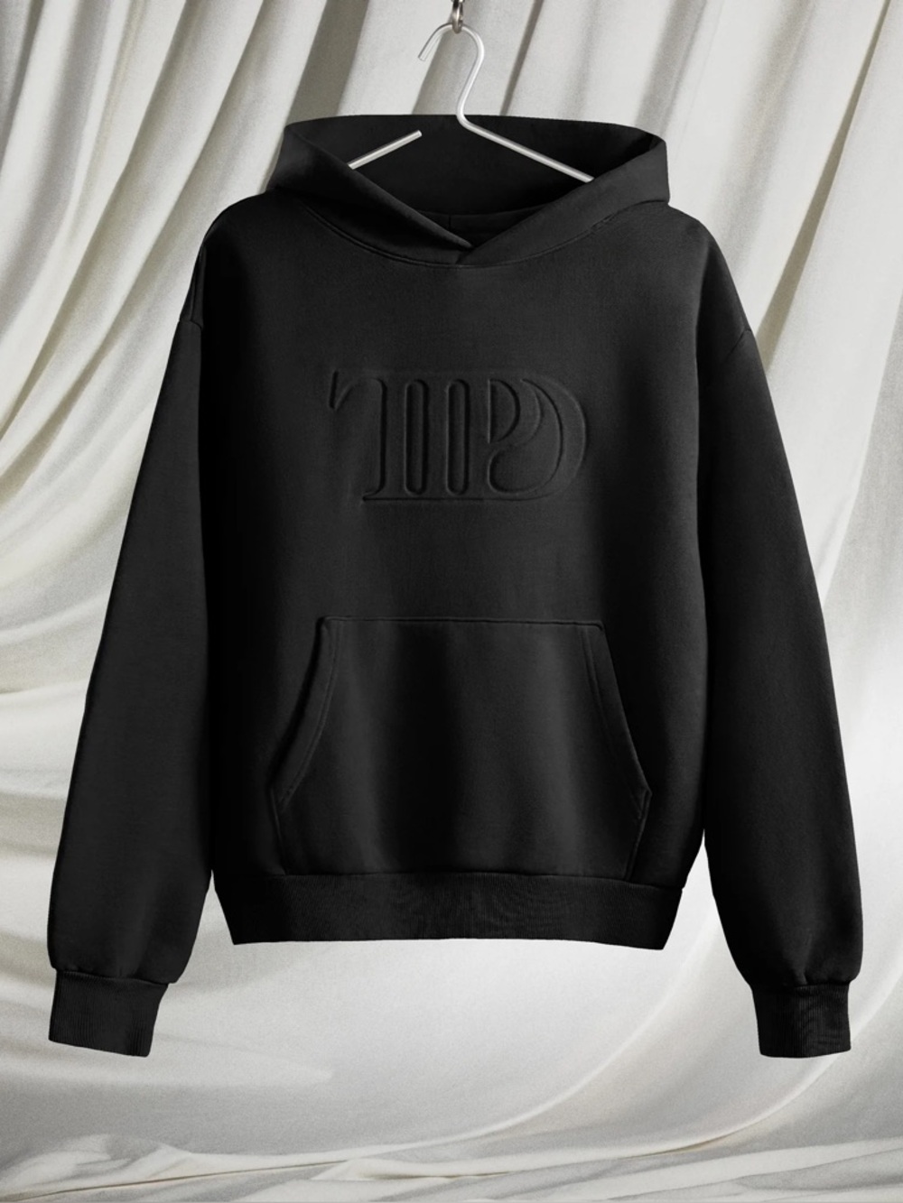 TAYLOR SWIFT • TTPD BLACK EMBOSSED HOODIE (SPOTIFY FANS FIRST)
